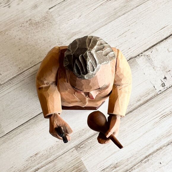 Vintage Ear Nose Throat Doctor Carved Wood Folk Art Primitive Figurine 7" Gift - Picture 9 of 12